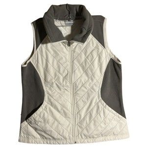 Columbia Women’s Light Weight Vest White With Grey Fleece Edge Size XL